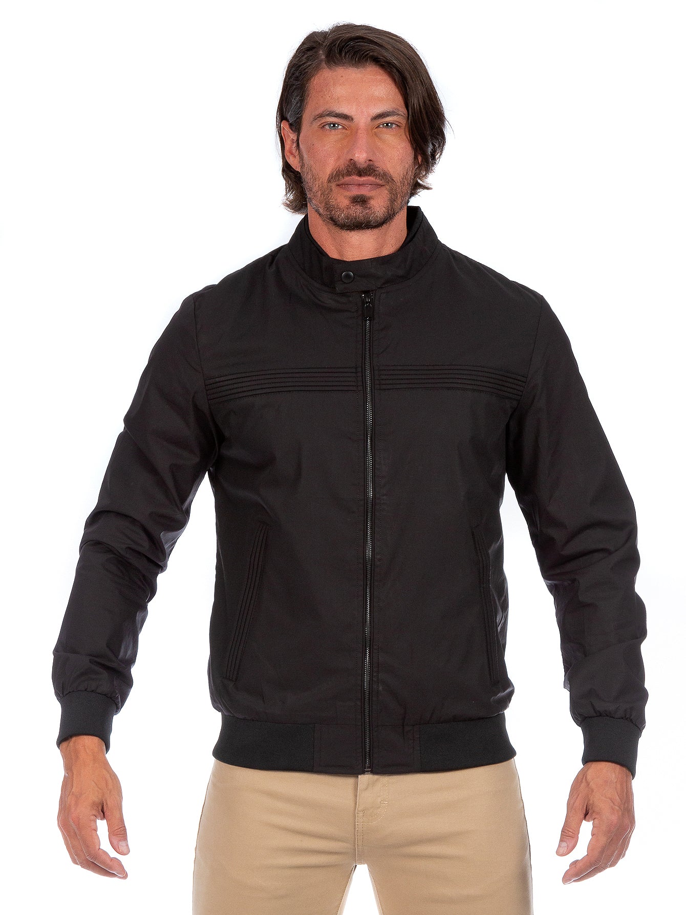 Chamarra De Algodón Hombre Cuello Mao Con Bolsillos