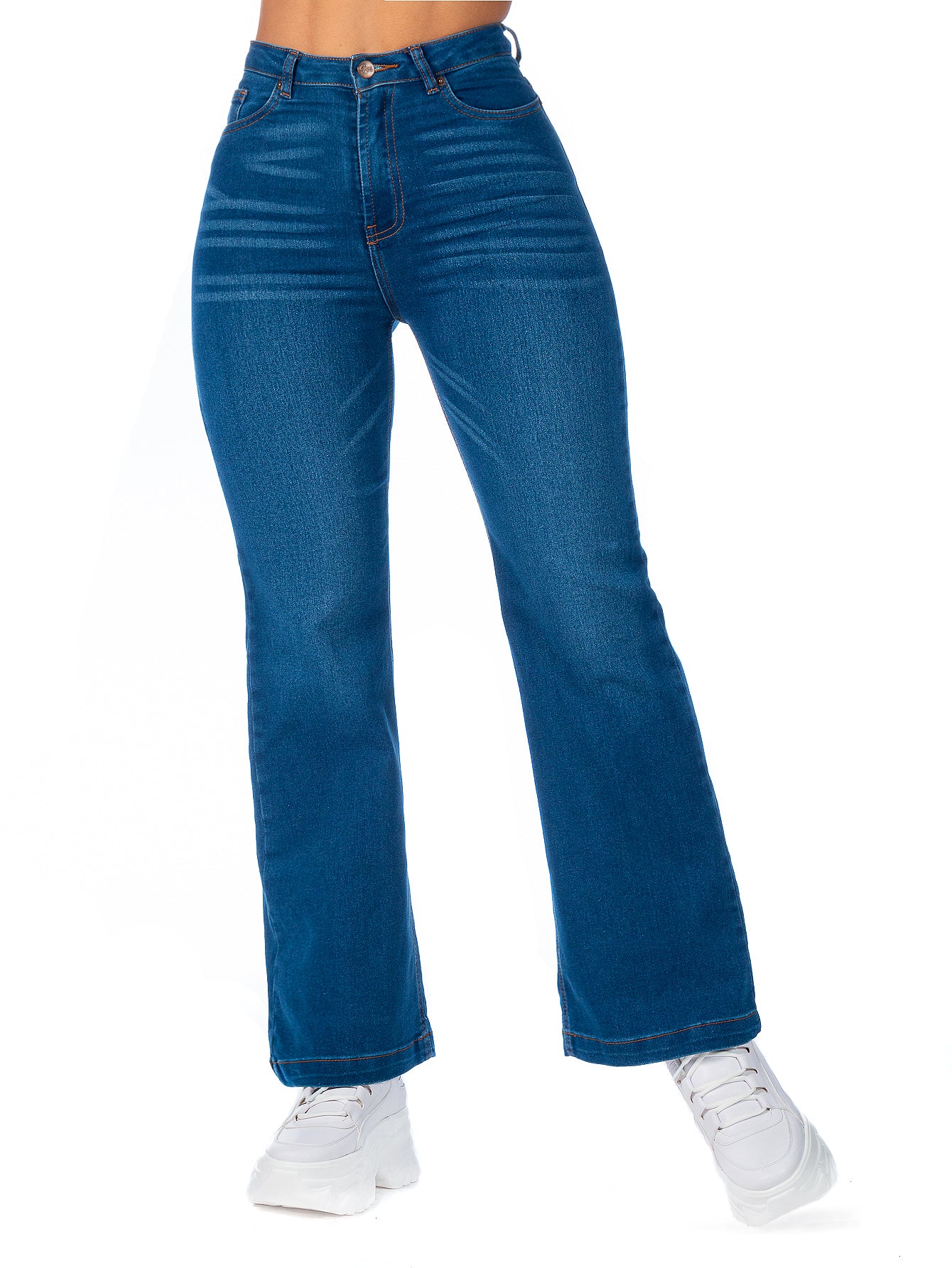 Pantalón Mezclilla Stretch Mujer Corte Wide Leg