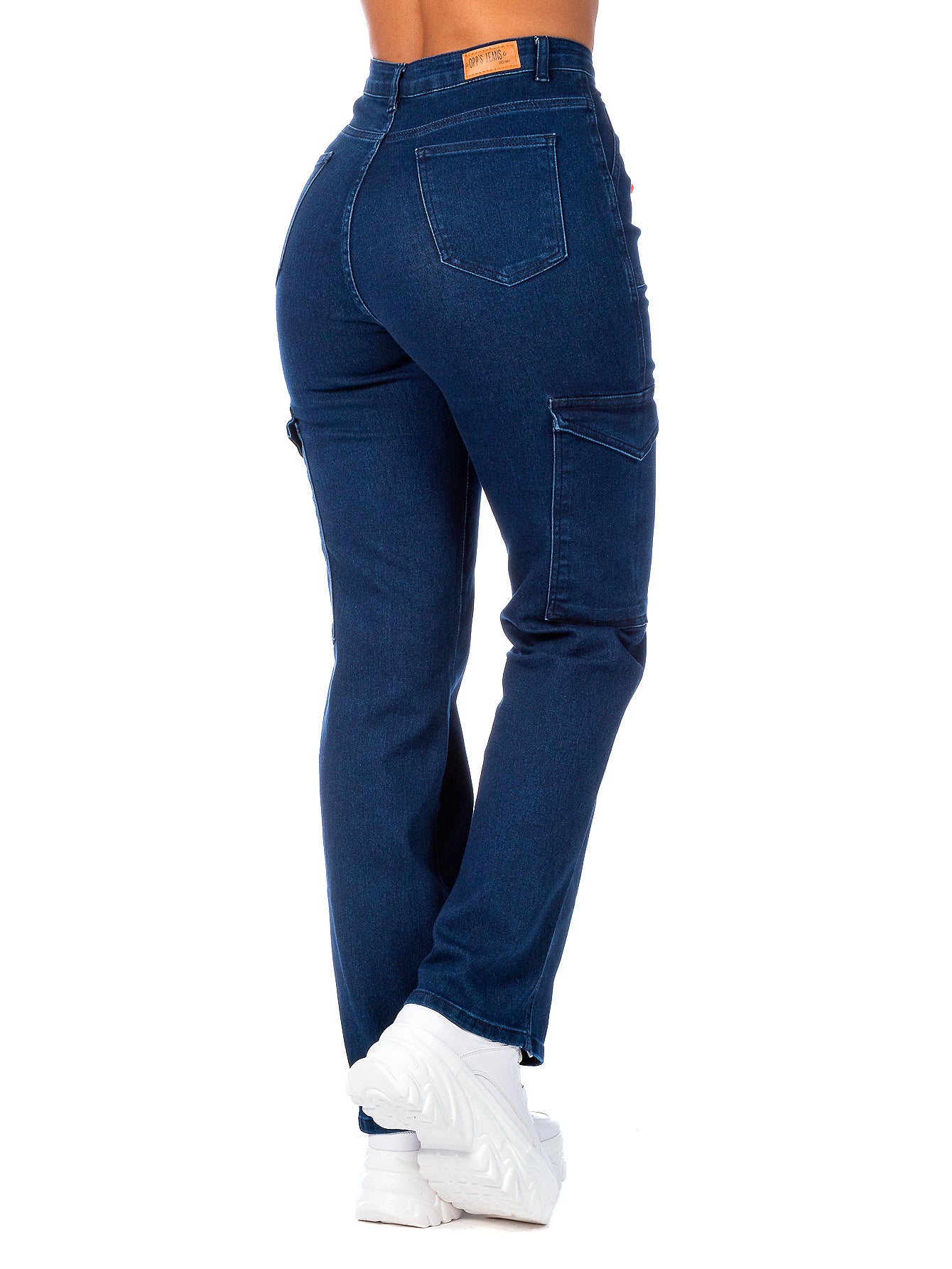 Pantalón Cargo Mezclilla Stretch Mujer Tiro Alto
