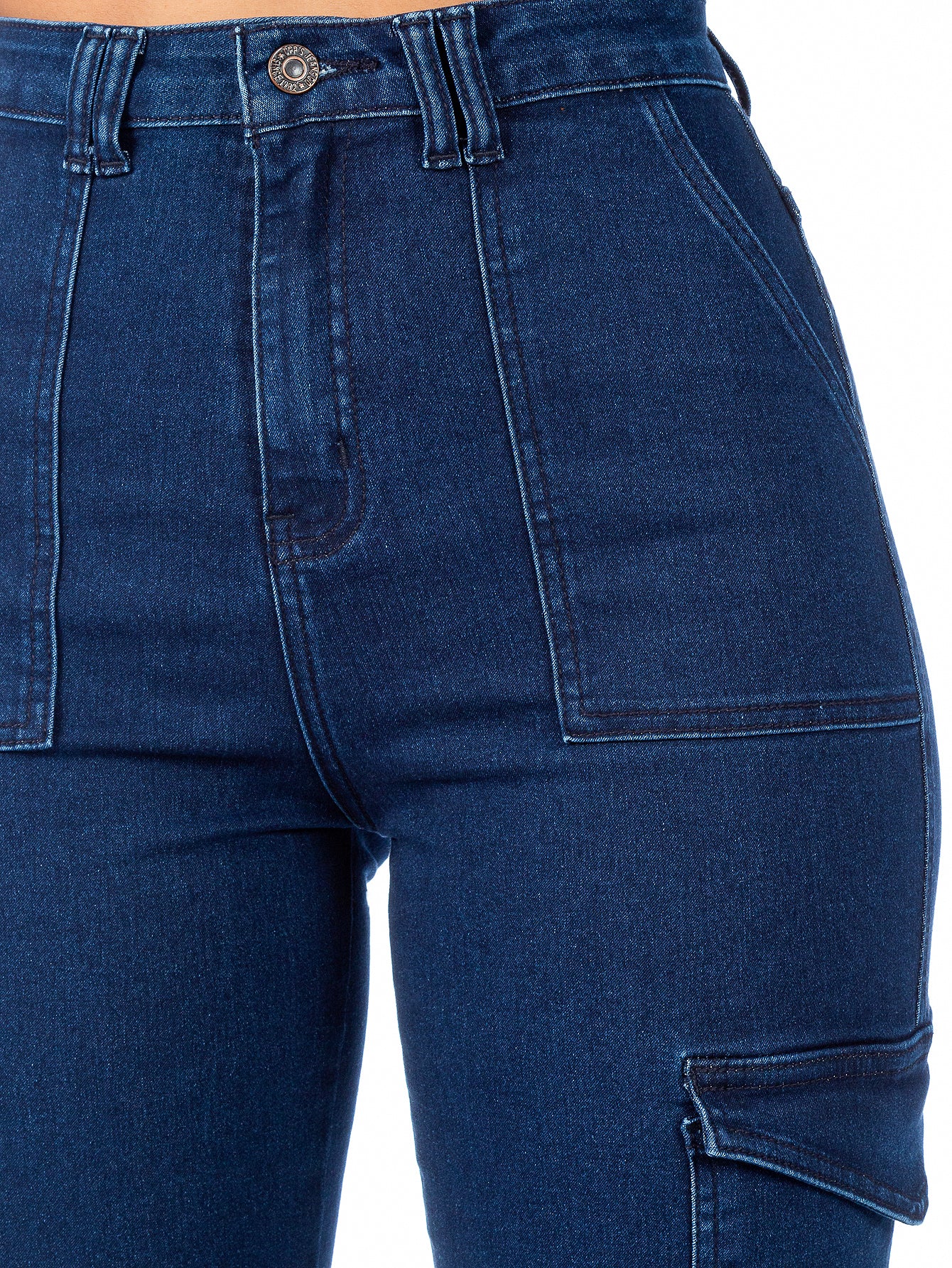 Pantalón Cargo Mezclilla Stretch Mujer Tiro Alto