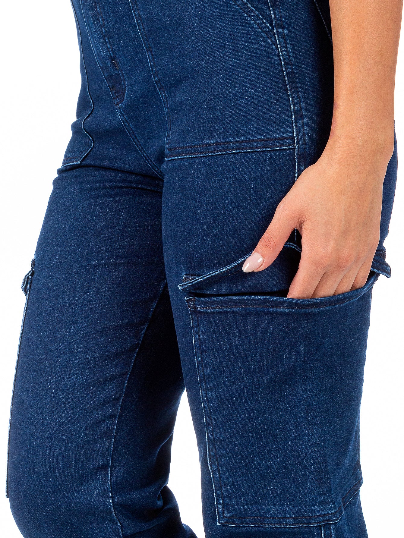 Pantalón Cargo Mezclilla Stretch Mujer Tiro Alto