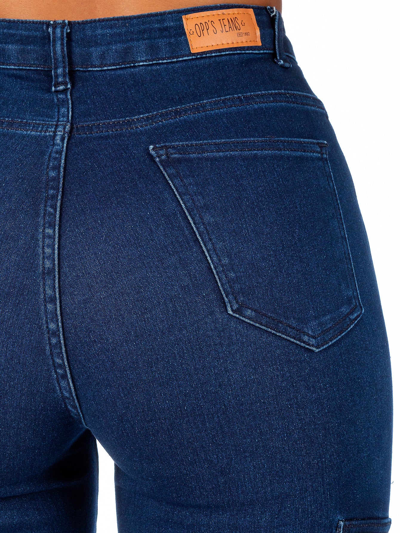 Pantalón Cargo Mezclilla Stretch Mujer Tiro Alto