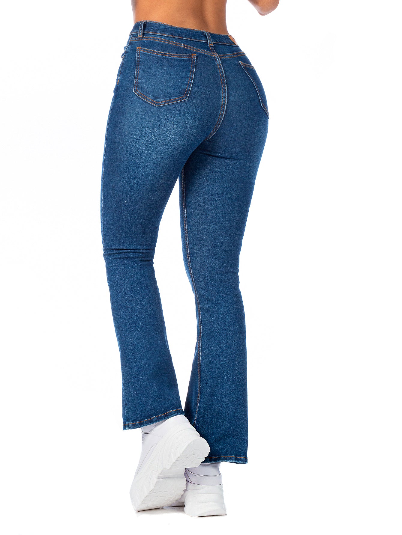 Pantalón Mezclilla Stretch Mujer Campana Botonera