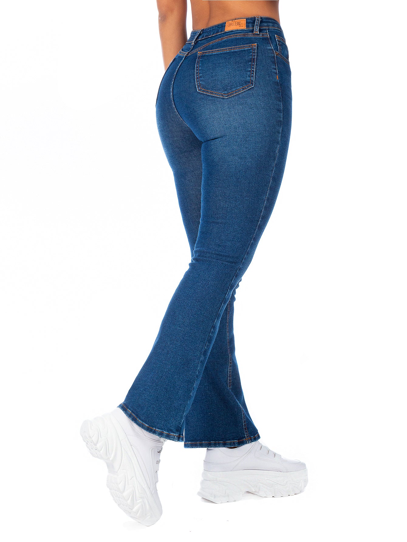 Pantalón Mezclilla Stretch Mujer Campana Botonera