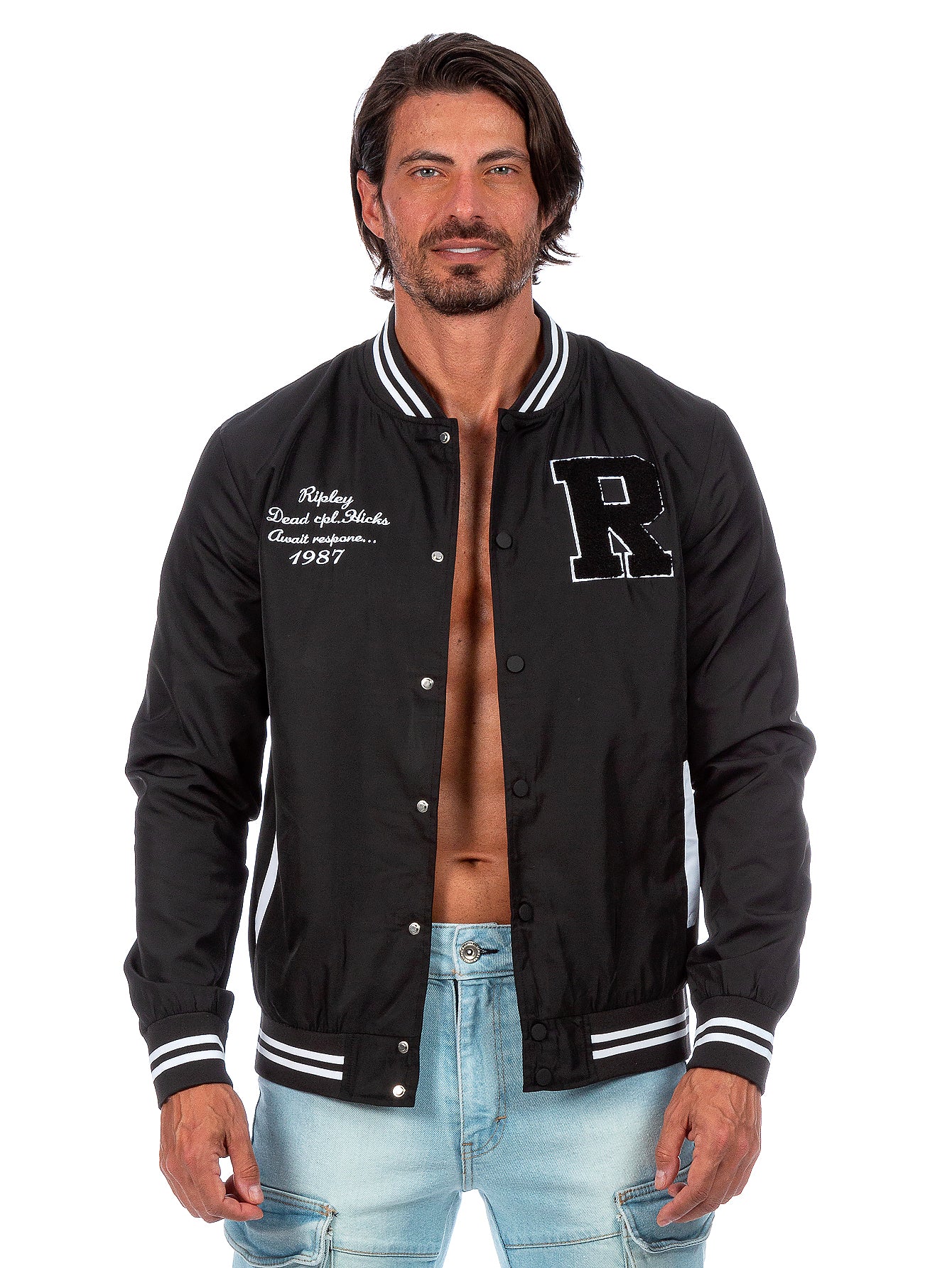 Chamarra Universitaria Para Hombre Con Bolsillos