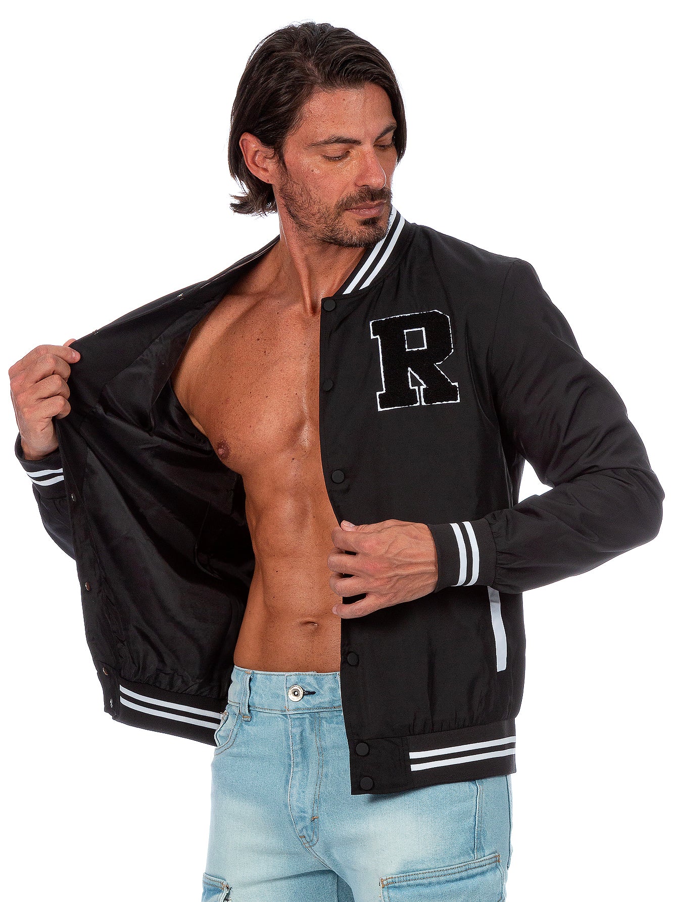 Chamarra Universitaria Para Hombre Con Bolsillos