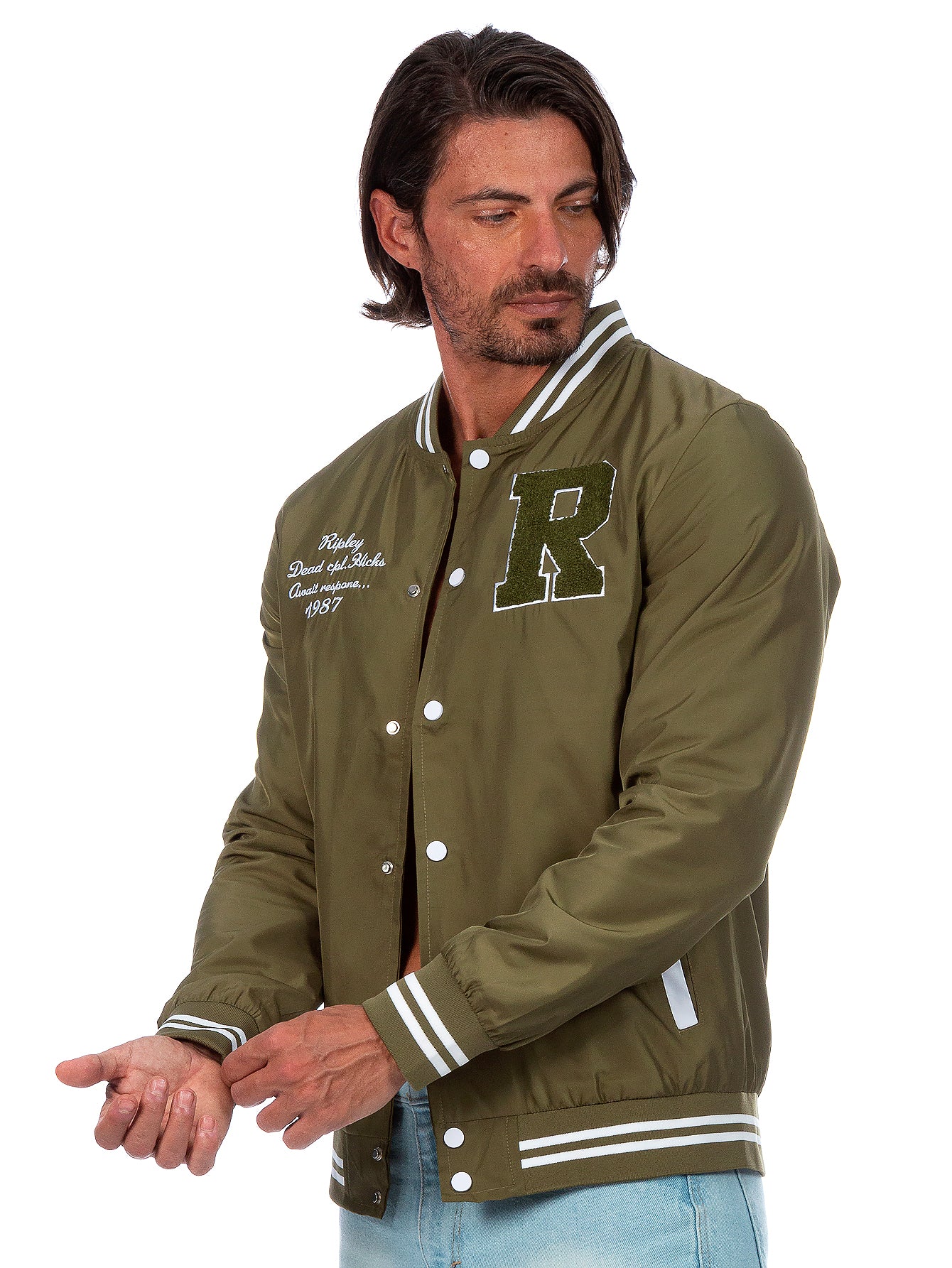 Chamarra Universitaria Para Hombre Con Bolsillos