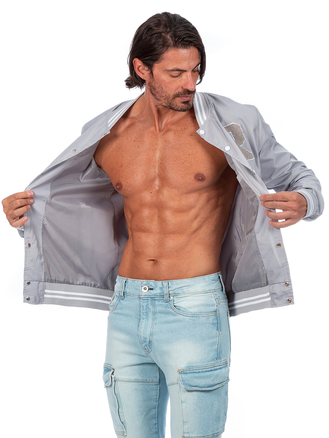 Chamarra Universitaria Para Hombre Con Bolsillos