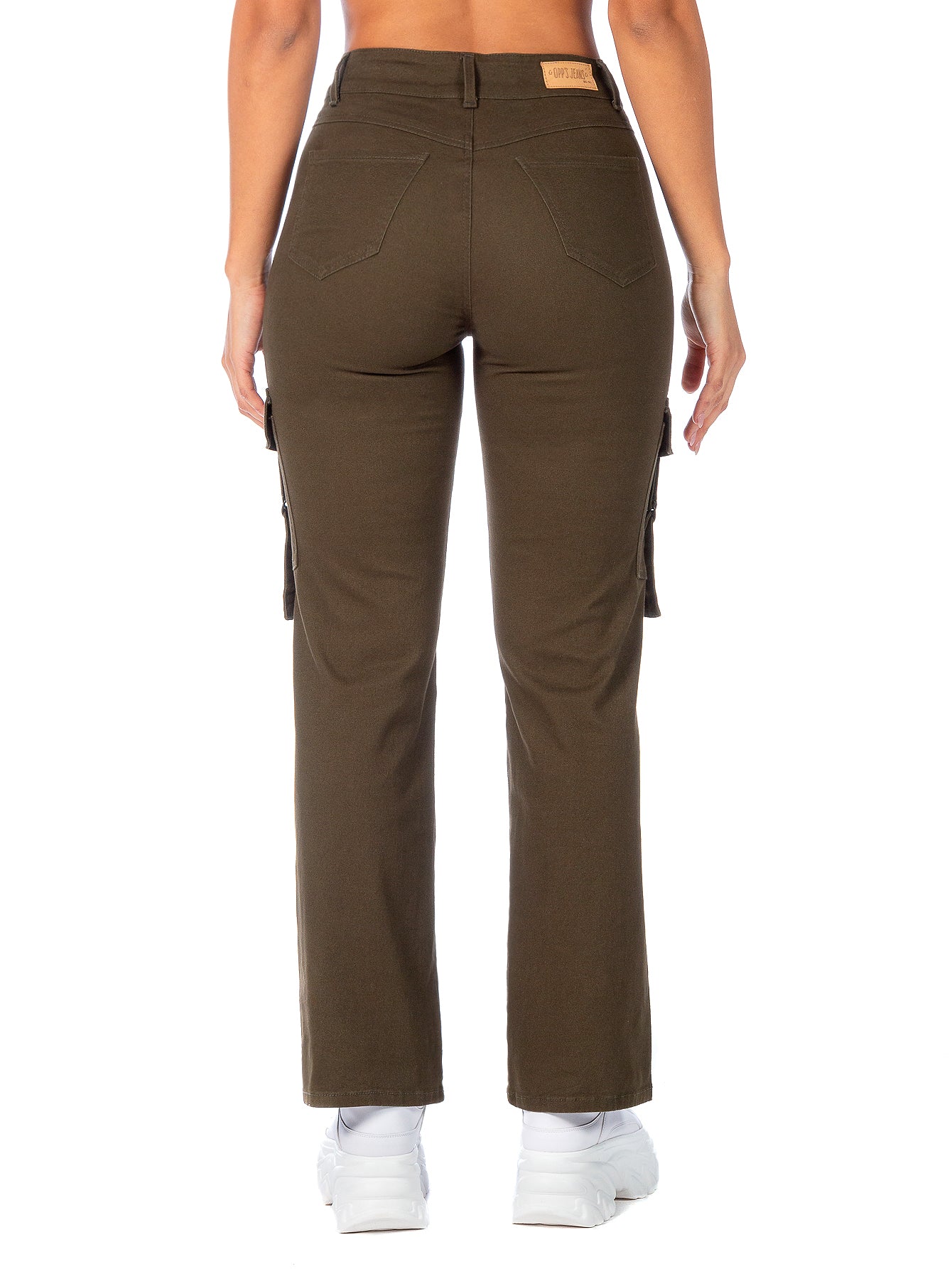 Pantalón Cargo Gabardina Stretch Mujer Con Hebillas