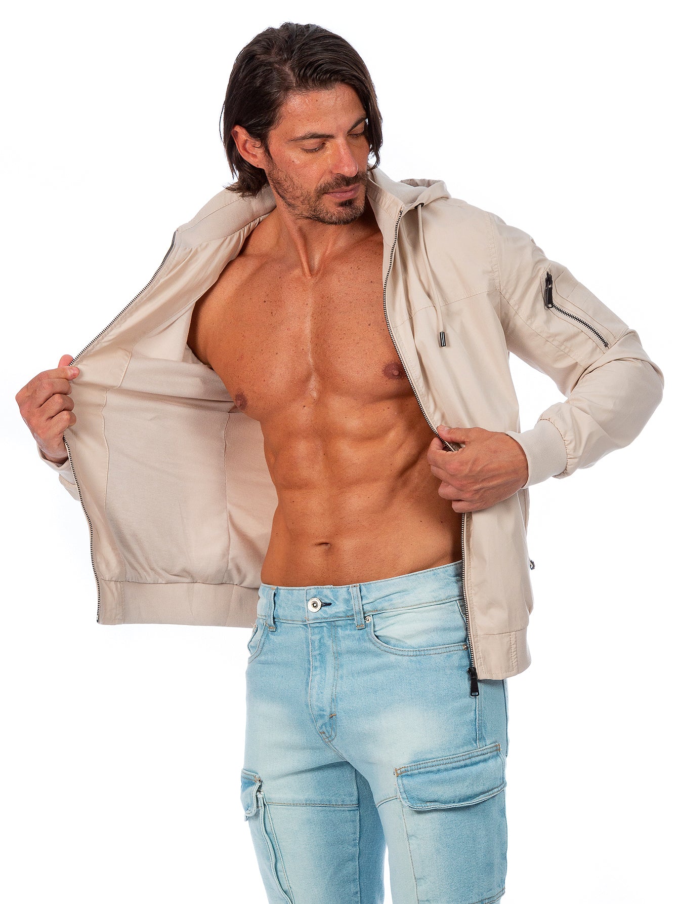 Chamarra De Algodón Para Hombre Con Capucha Desmontable