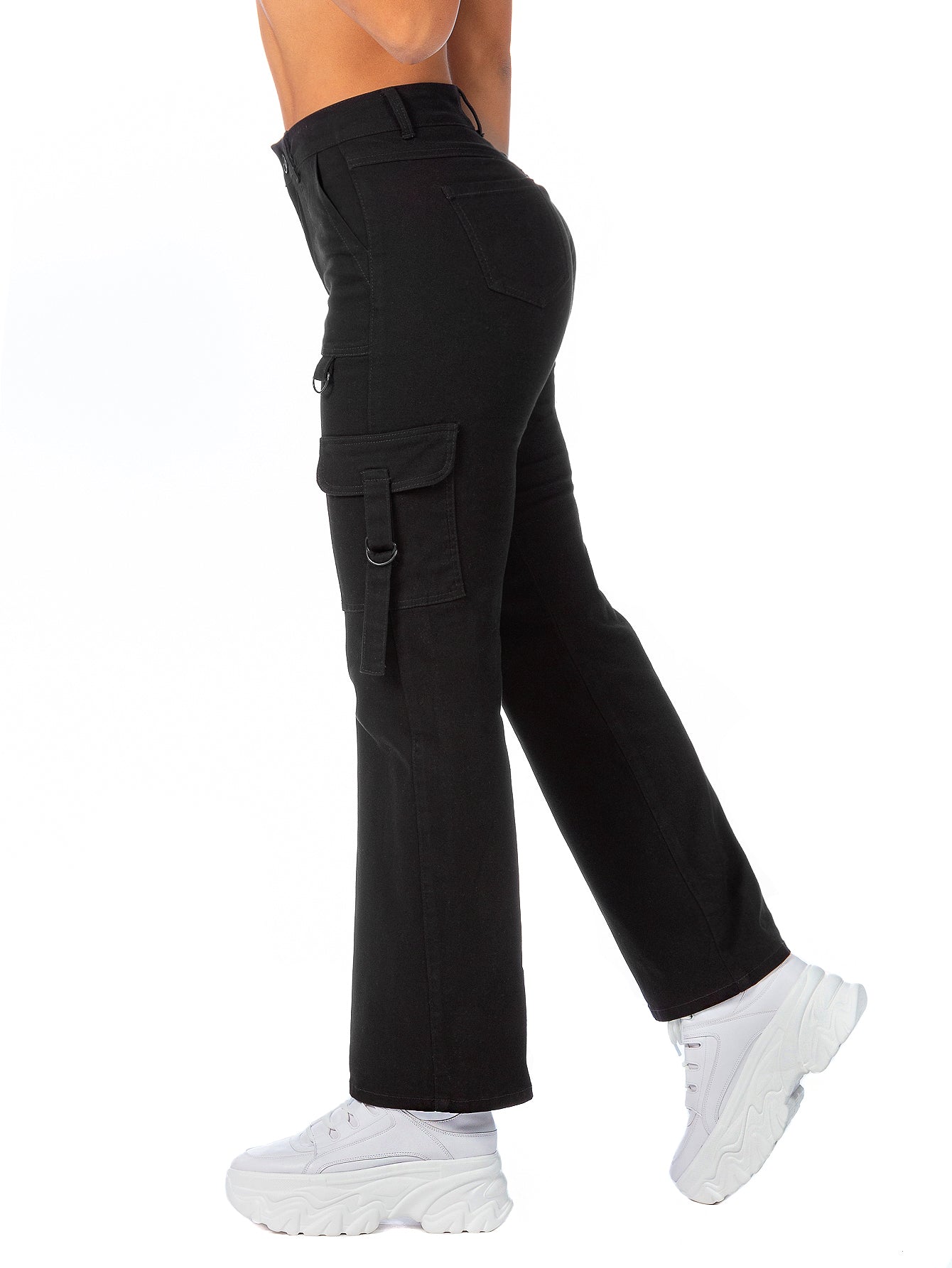 Pantalón Cargo Gabardina Stretch Mujer Con Hebillas