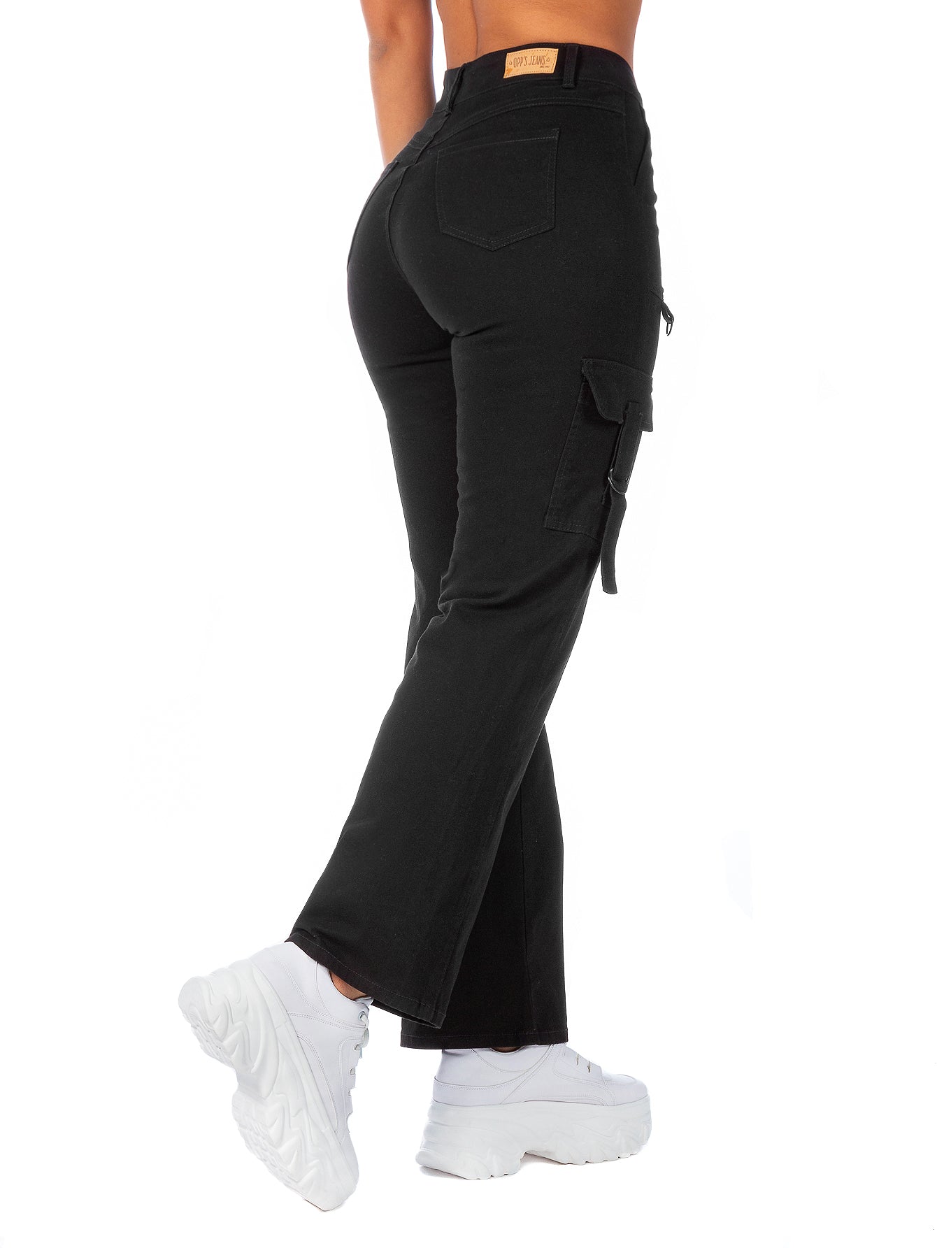 Pantalón Cargo Gabardina Stretch Mujer Con Hebillas