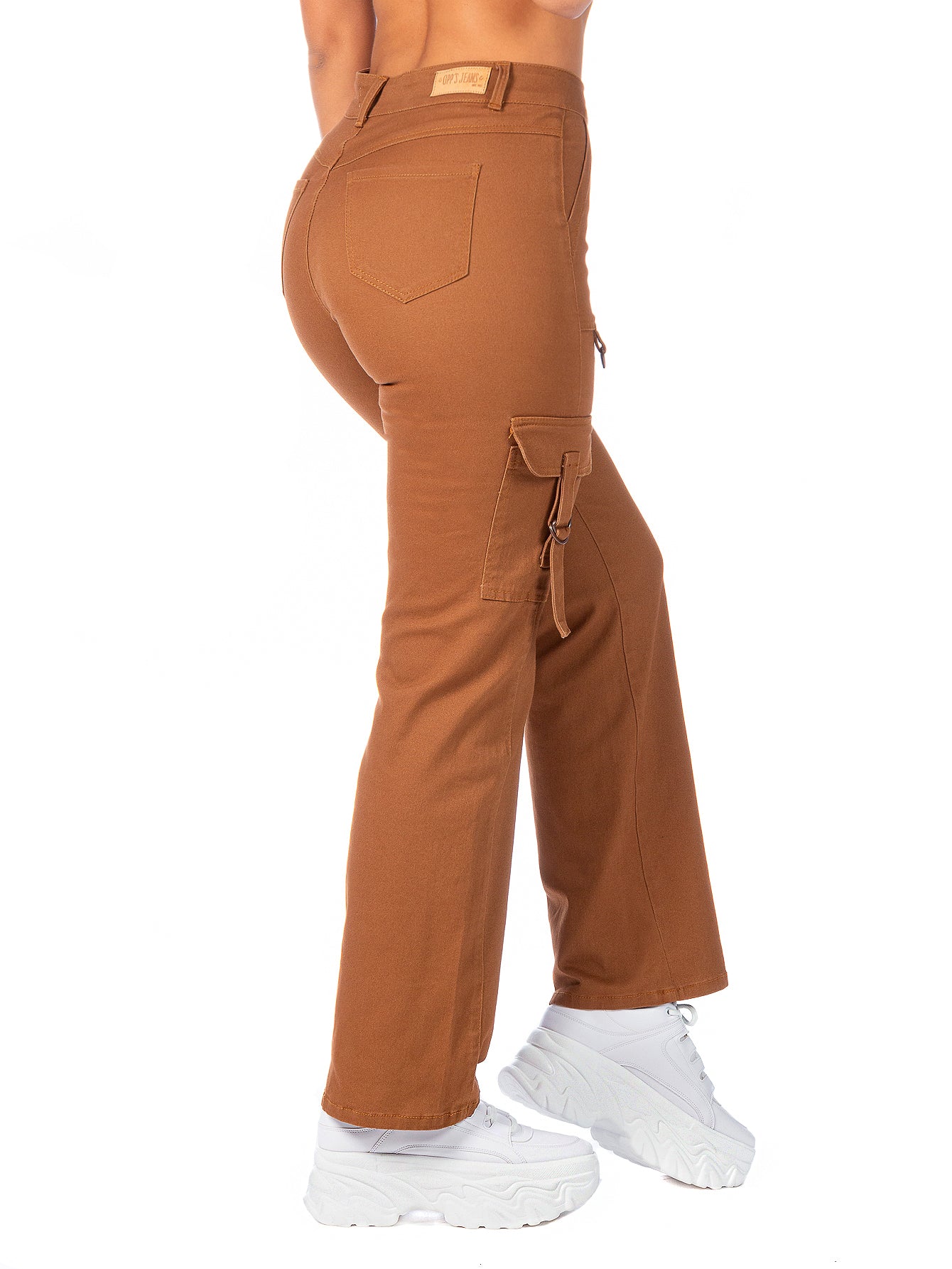Pantalón Cargo Gabardina Stretch Mujer Con Hebillas