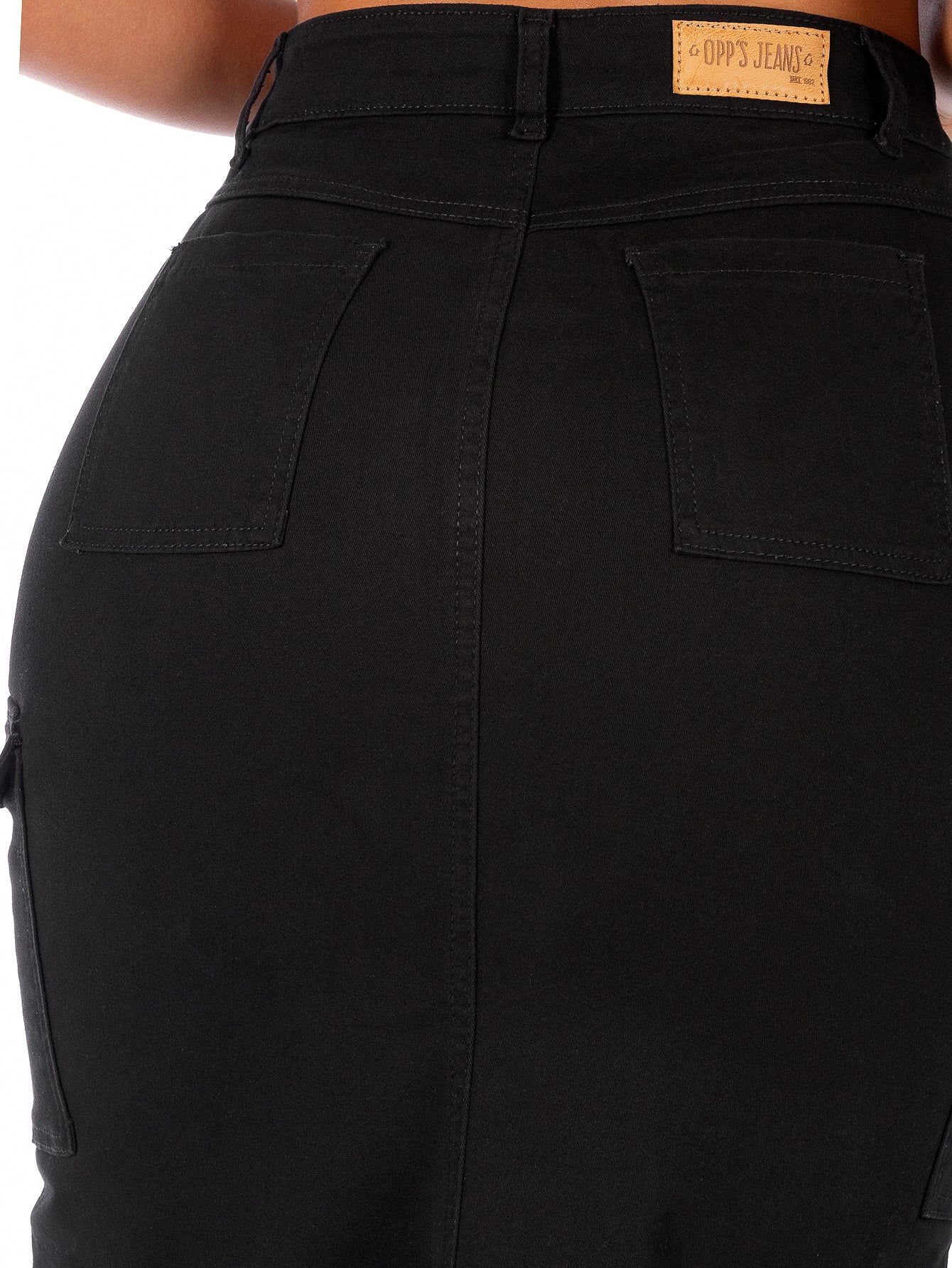 Falda Cargo Midi Gabardina Stretch Con Abertura Al Frente