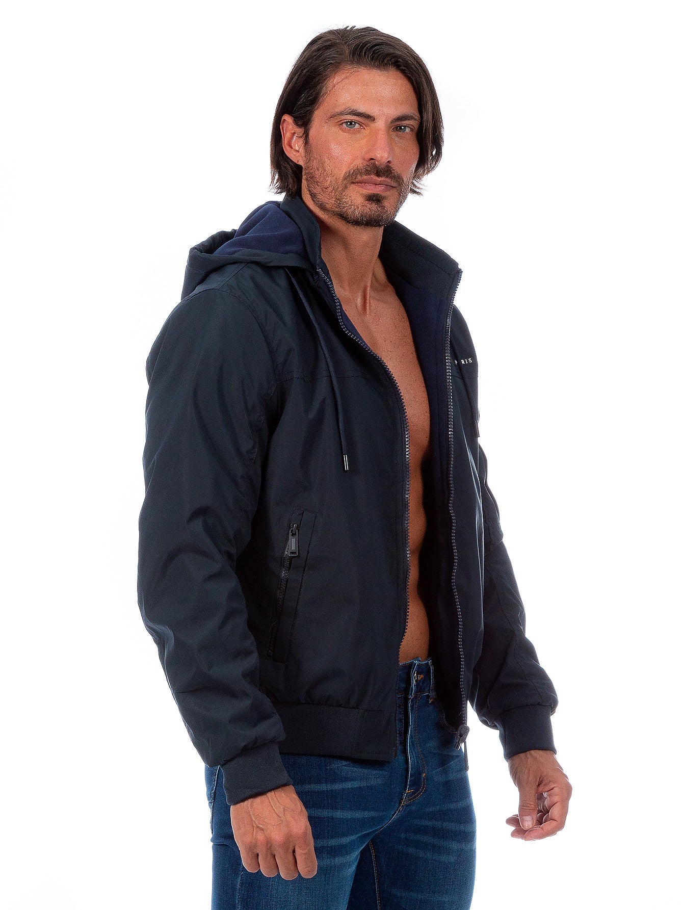 Chamarra Reversible Para Hombre Con Capucha Desmontable