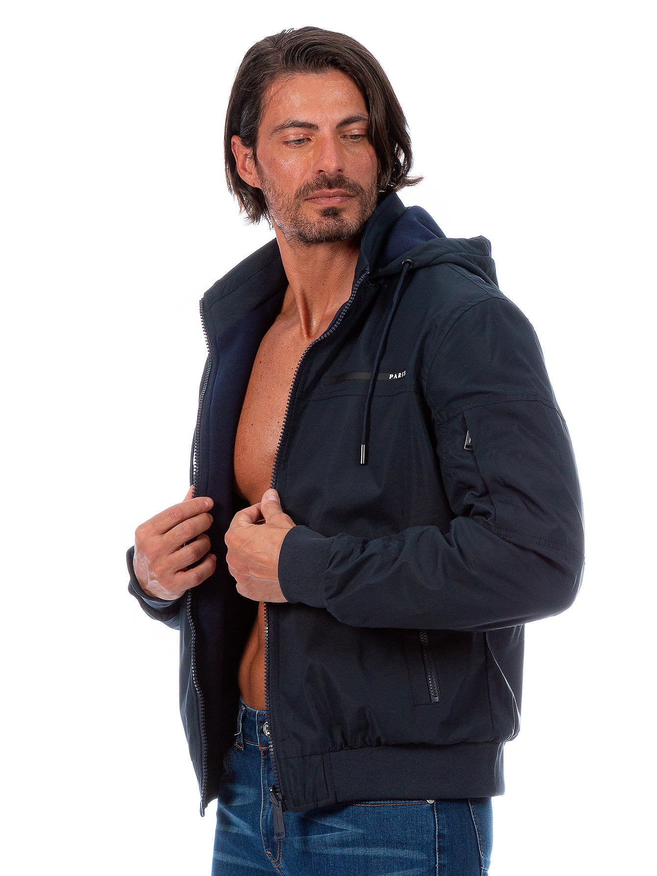 Chamarra Reversible Para Hombre Con Capucha Desmontable