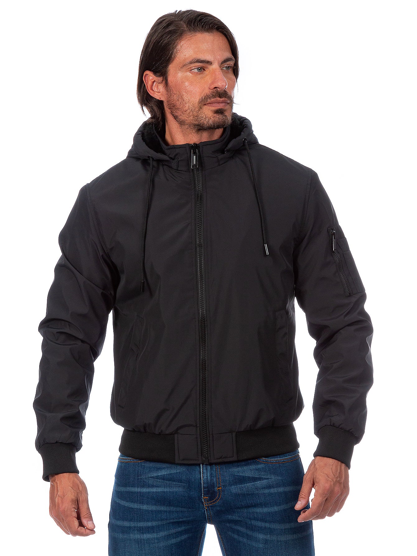 Chamarra Hombre Capucha Desmontable Forro De Peluche