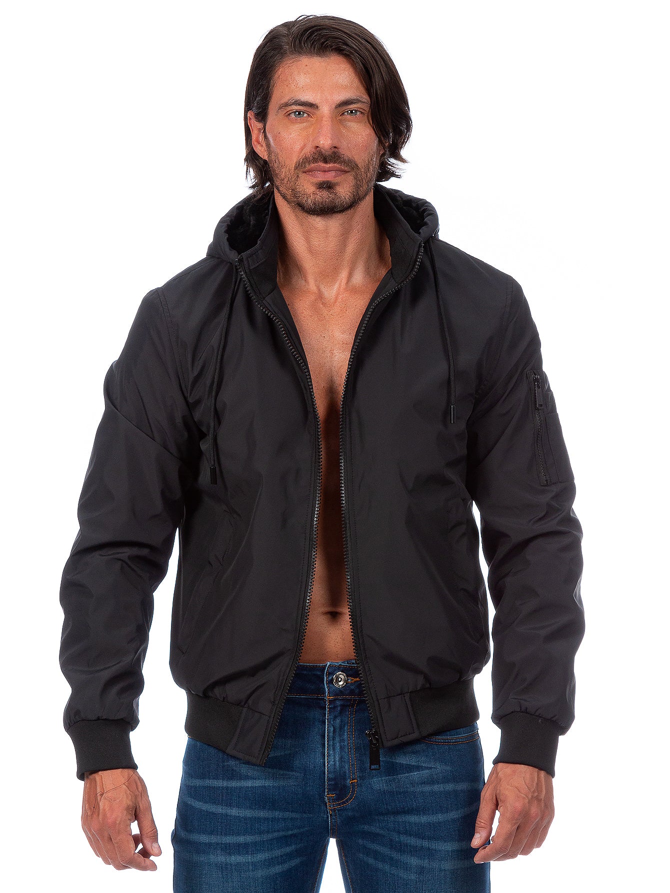 Chamarra Hombre Capucha Desmontable Forro De Peluche