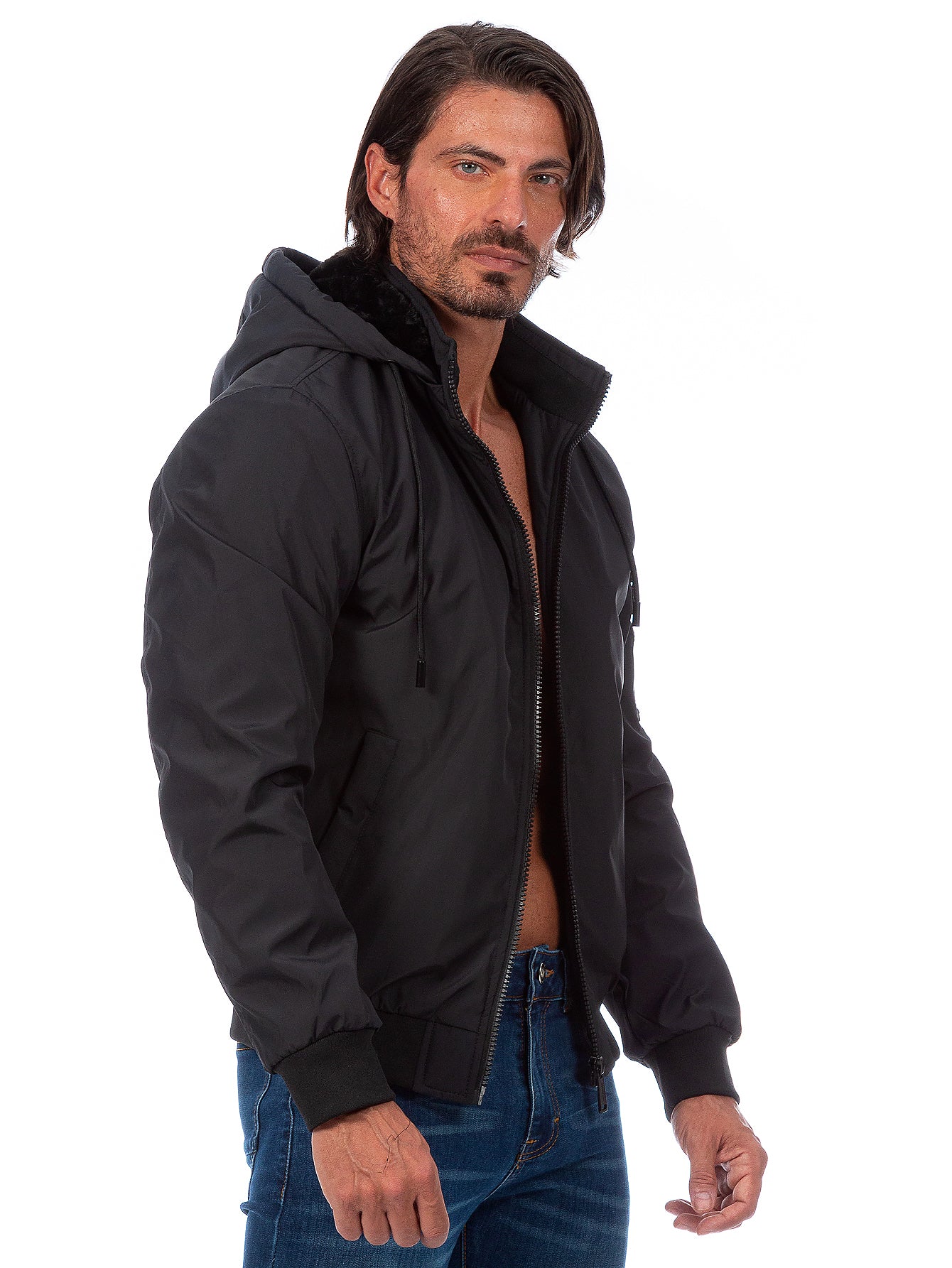 Chamarra Hombre Capucha Desmontable Forro De Peluche