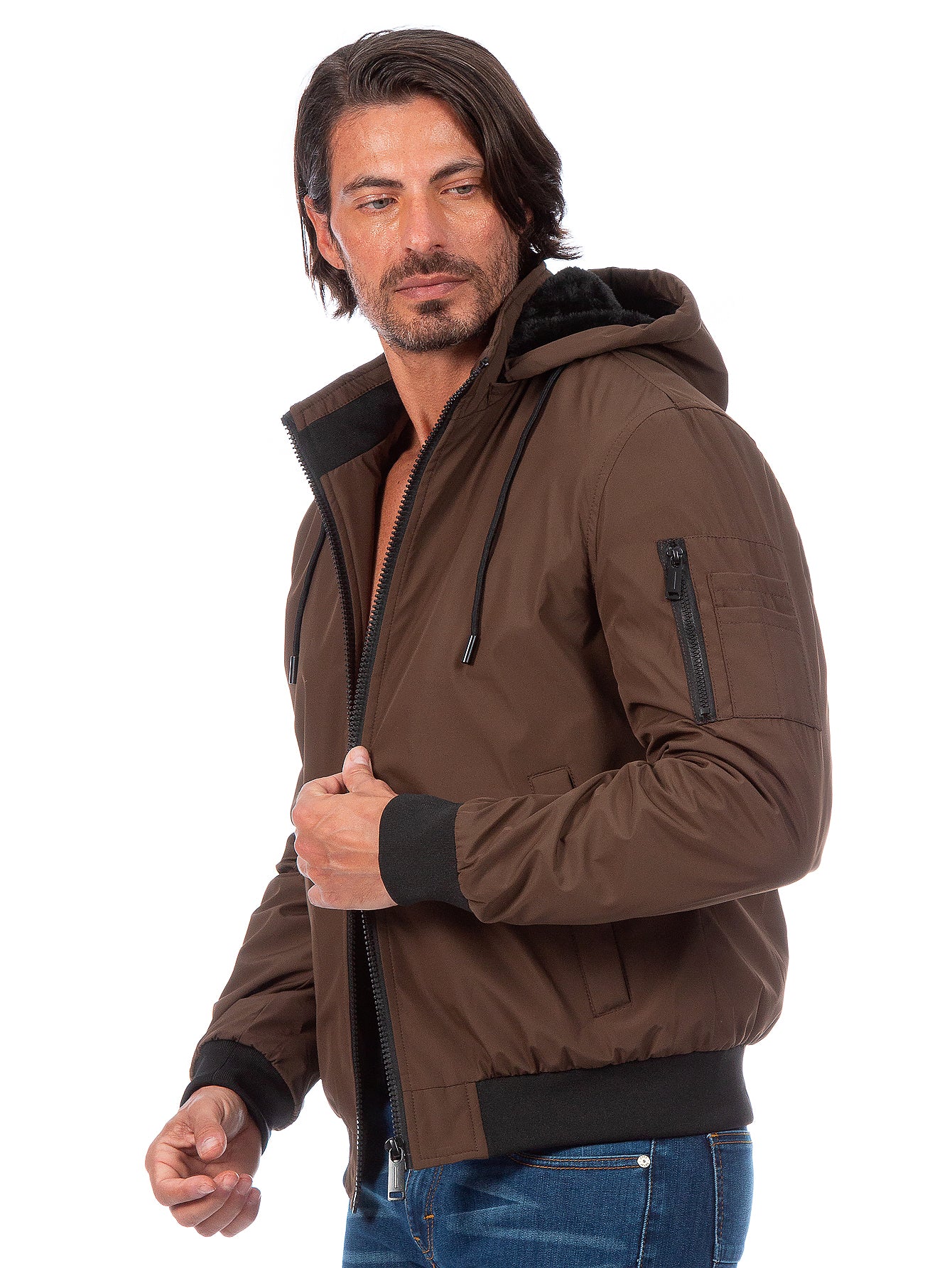 Chamarra Hombre Capucha Desmontable Forro De Peluche