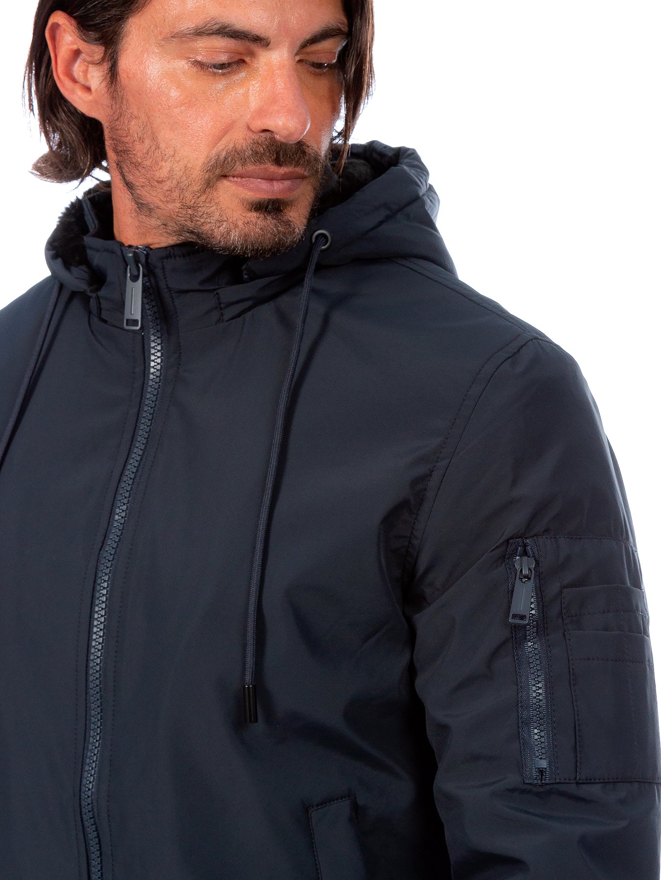 Chamarra Hombre Capucha Desmontable Forro De Peluche