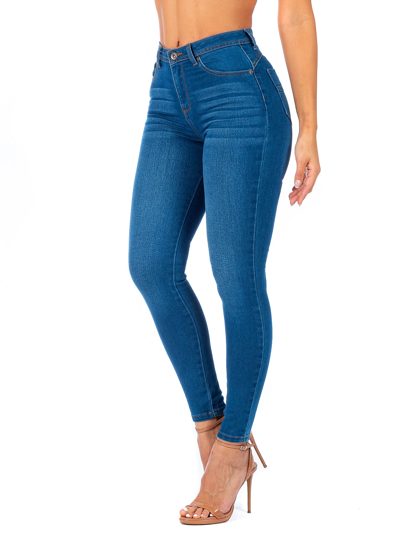 Pantalón Mezclilla Stretch Mujer Con Pinzas Bolsillos