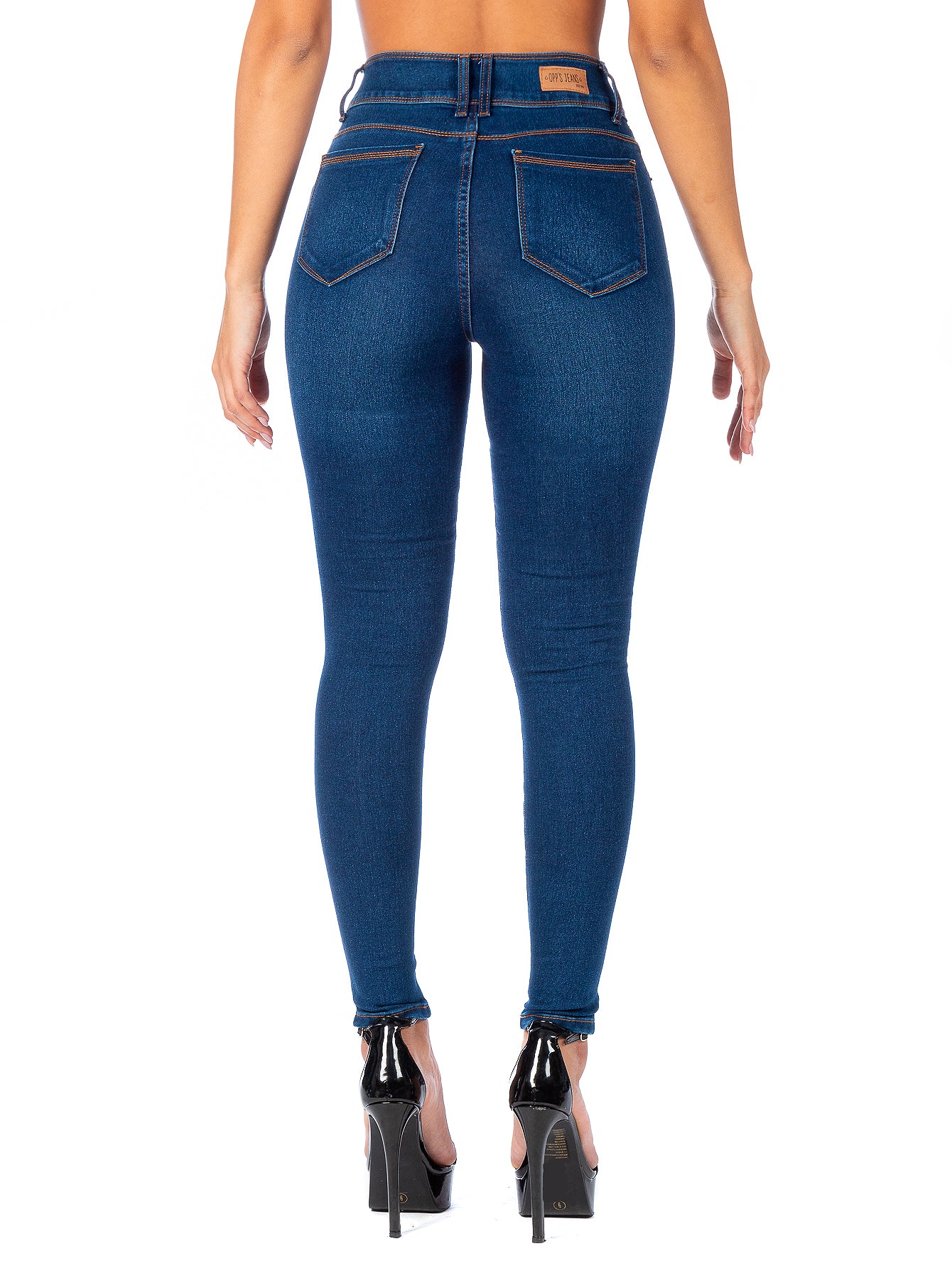 Pantalón Mezclilla Stretch Mujer Pretina Alta Con Bolsillos