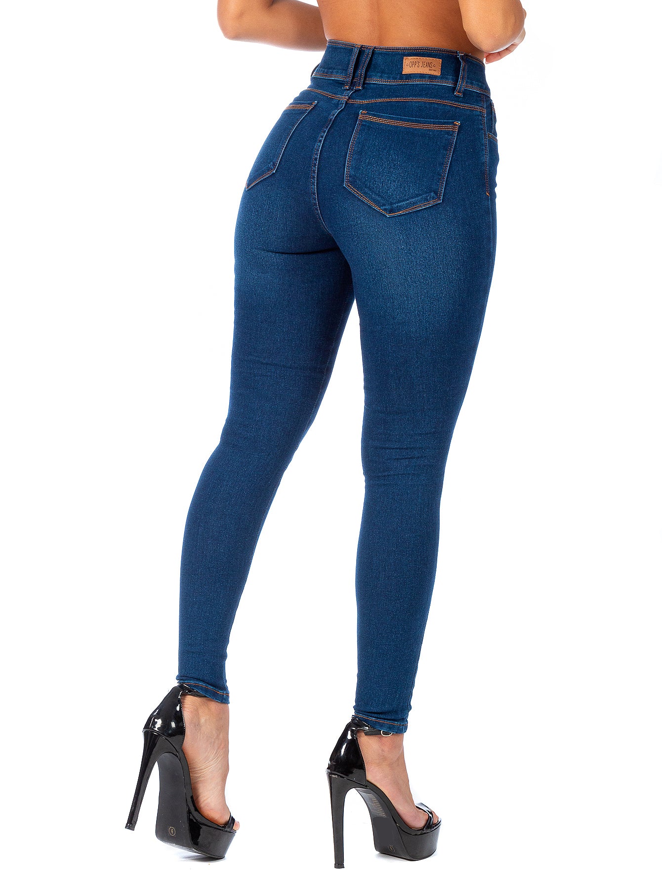 Pantalón Mezclilla Stretch Mujer Pretina Alta Con Bolsillos