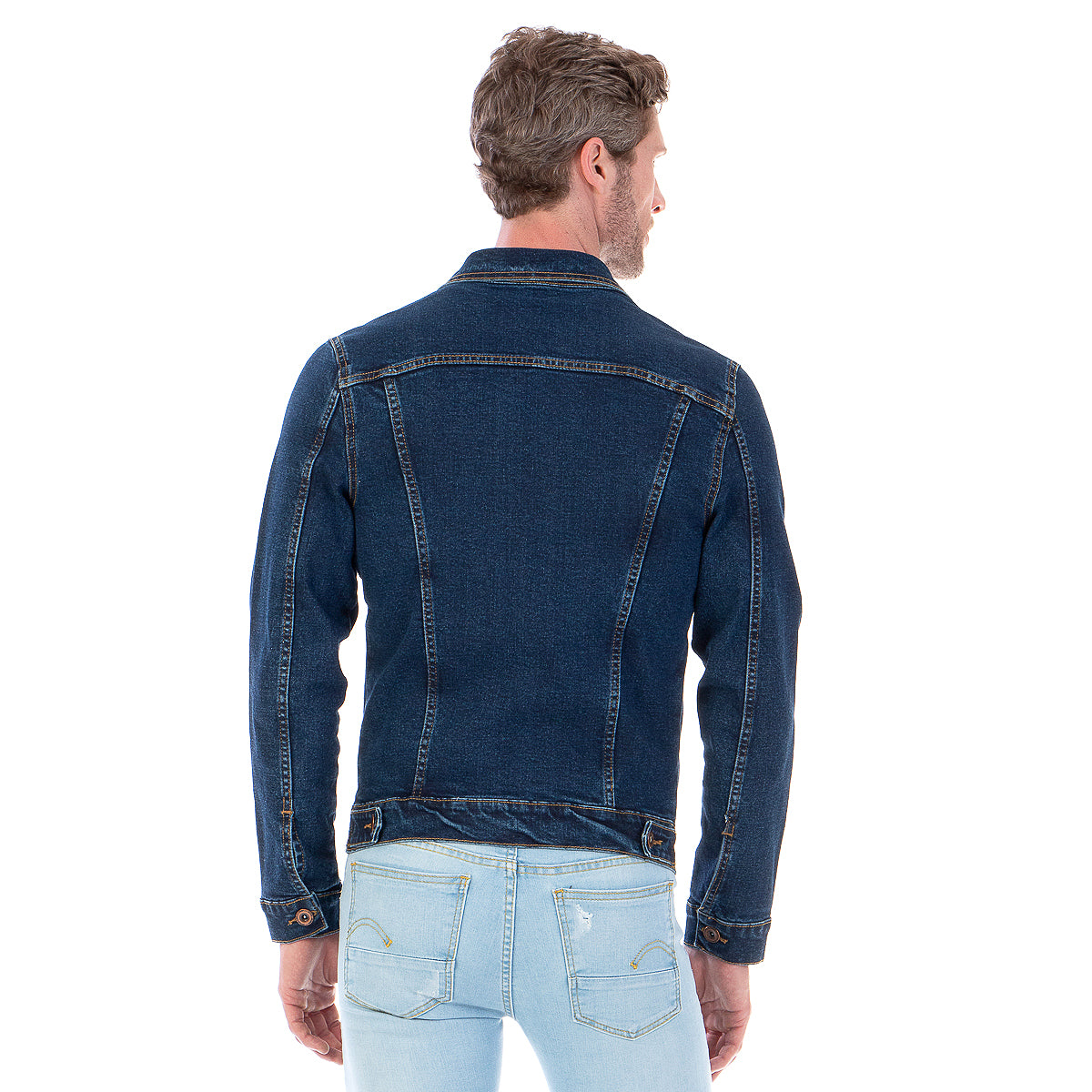 Chamarra Mezclilla Stretch Hombre Azul Obscuro