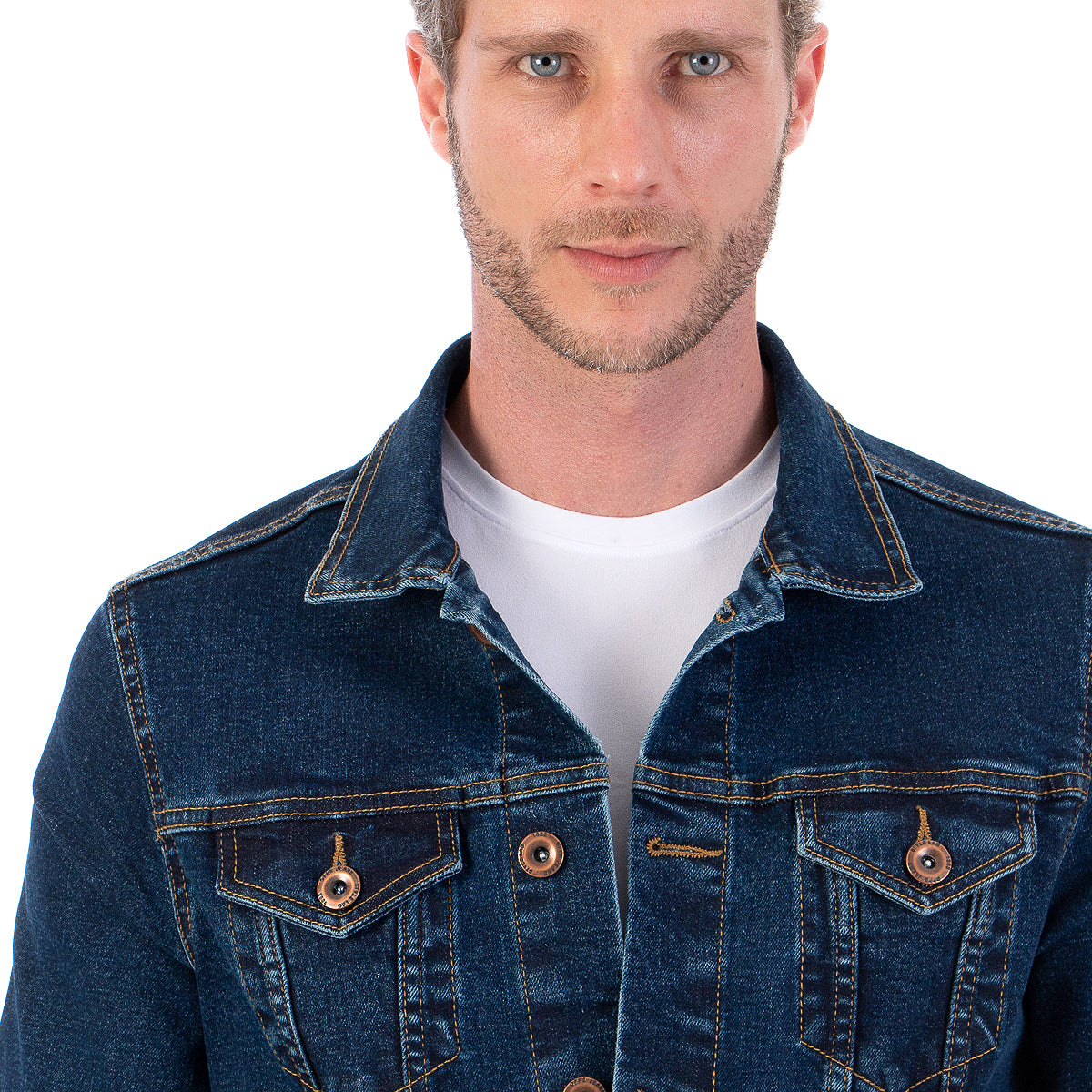 Chamarra Mezclilla Stretch Hombre Azul Obscuro