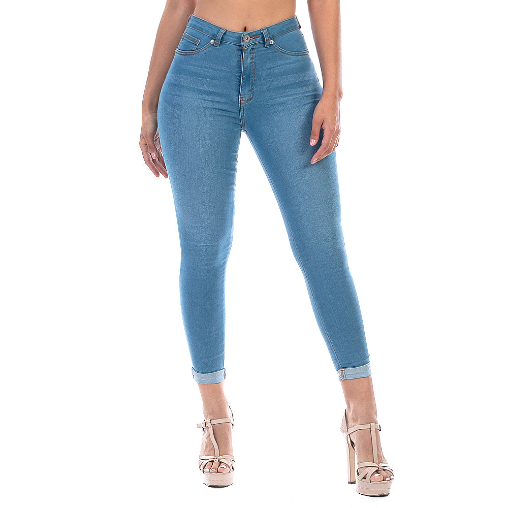 Pantalón Mezclilla Stretch Mujer Con Dobladillo