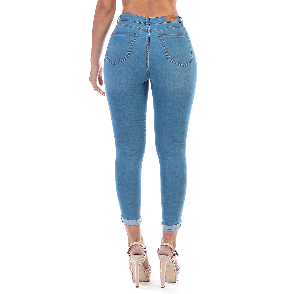Pantalón Mezclilla Stretch Mujer Con Dobladillo